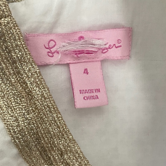 Lily Pulitzer White Resort Bentley Gold Braid Soutache Shift Dress size 4 - Picture 8 of 13